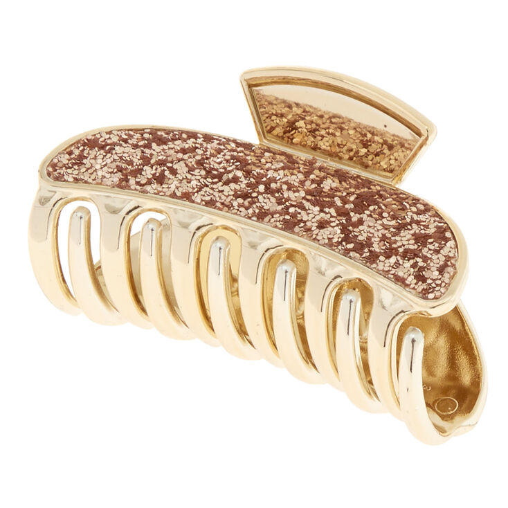 Medium Rose Gold Glitter Hair Claw,