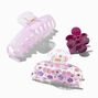 Purple Floral Mixed Acrylic Hair Claws - 3 Pack,