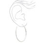 Silver 40MM Laser Cut Spring Clip-On Hoop Earrings,