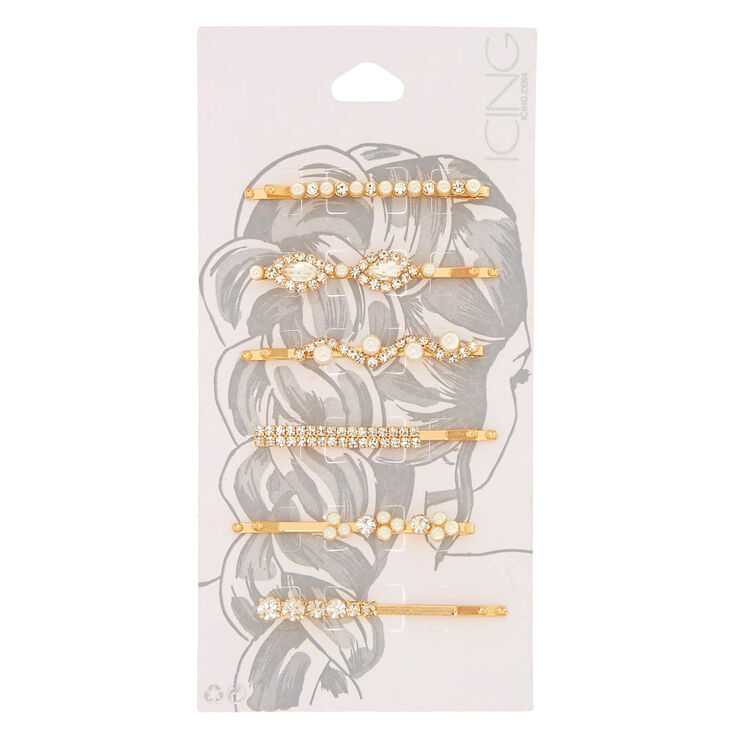Gold-Tone Faux Pearl & Crystal Bobby Pins,