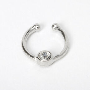 Silver Crystal Faux Nose Ring,