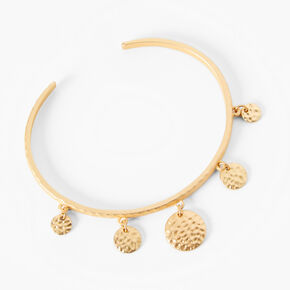 Gold Disc Charms Open Cuff Bracelet,