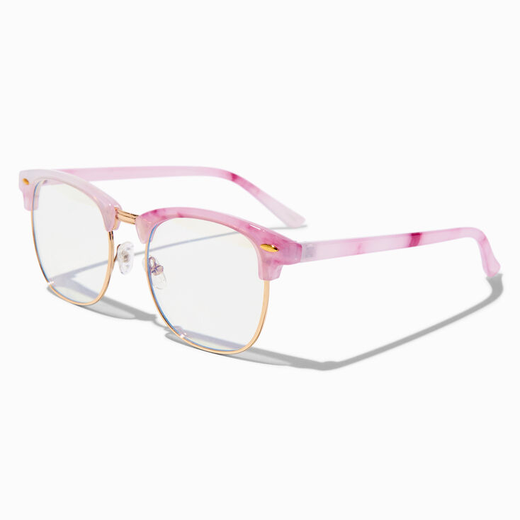 Pink Marble Browline Clear Lens Frames,
