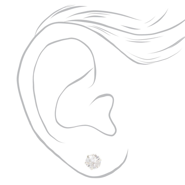 Sterling Silver Cubic Zirconia 6MM Round Stud Earrings,