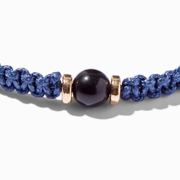 Navy Pearl Woven Adjustable Bracelet,