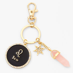 Gold Mystical Gem Zodiac Keychain - Leo,