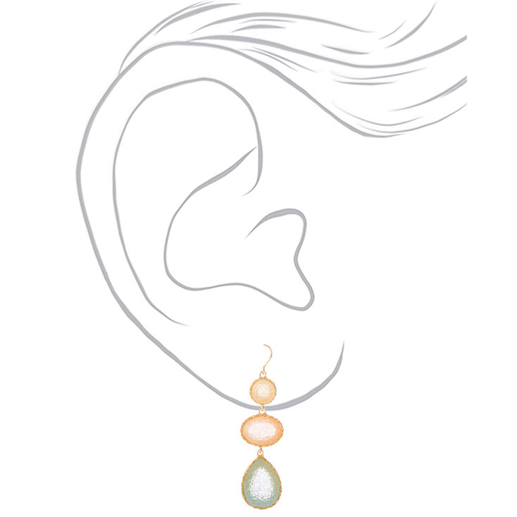 Gold 2&quot; Pastel Stone Drop Earrings,