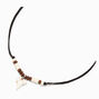 Beaded Shark Tooth Pendant Black Cord Necklace,