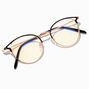 Solar Blue Light Reducing Round Black Browline Clear Lens Frames,