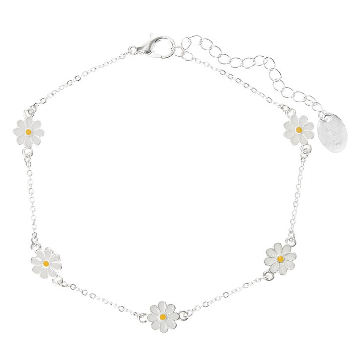 Silver Dainty Daisy Chain Anklet,