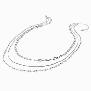 Silver-tone Mixed Chain Multi-Strand Necklace,
