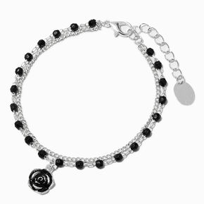 Silver-tone Rosette Charm Multi-Strand Bracelet,