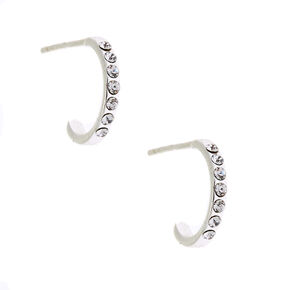 Sterling Silver Half Hoop Earrings,