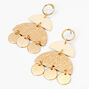 Cream &amp; Gold Hammered Geometric 2&quot; Drop Earrings,