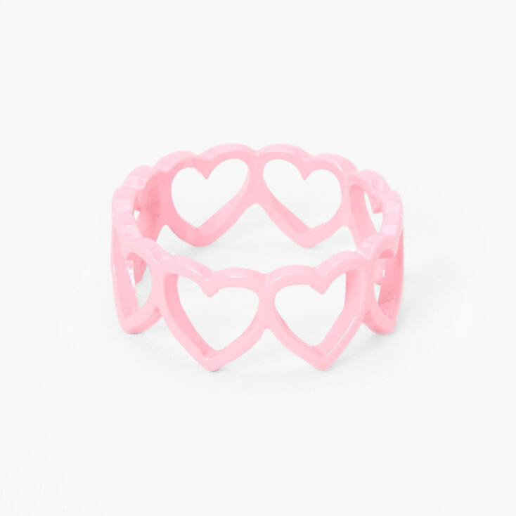 Pink Heart Cutout Resin Ring,