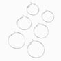 Silver-tone Graduated Hinge Hoop Earrings - 3 Pack,