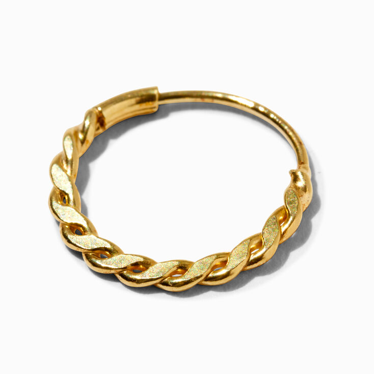 Gold-tone Sterling Silver Twist Hoop 22G Nose Ring,