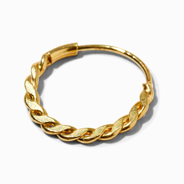 Gold Sterling Silver 22G Twist Hoop Nose Ring,