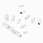 Black &amp; Silver Status Coffin Vegan Faux Nail Set - 24 Pack,