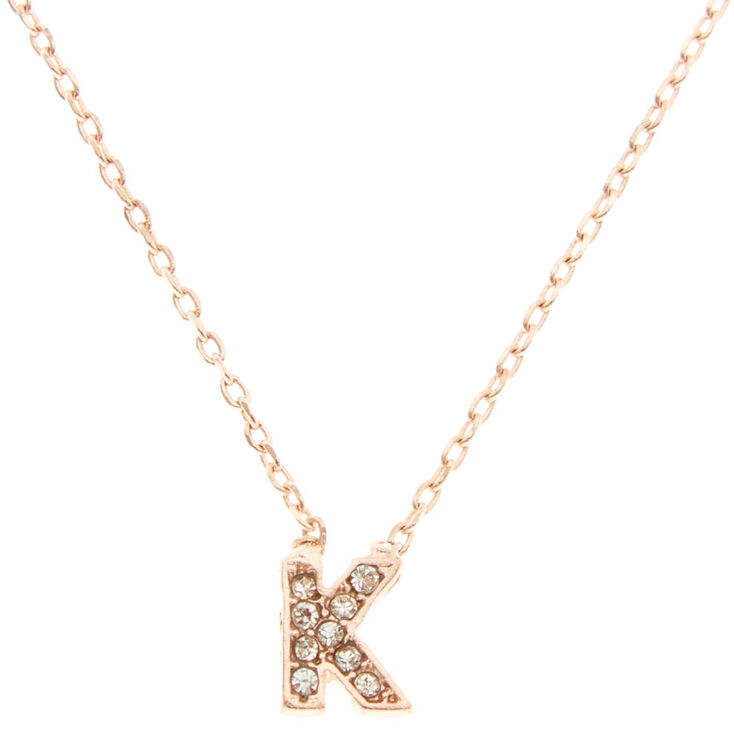 Rose Gold-Tone "K" Initial Pendant Necklace,