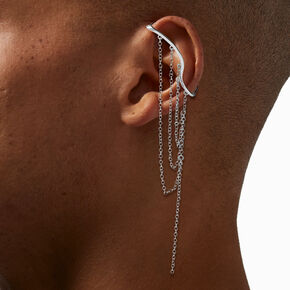 Silver-tone Industrial Fringe Ear Cuff ,