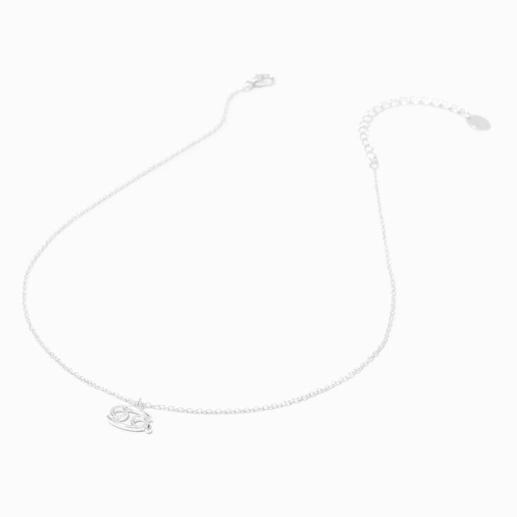 Silver Zodiac Embellished Pendant Necklace - Cancer,