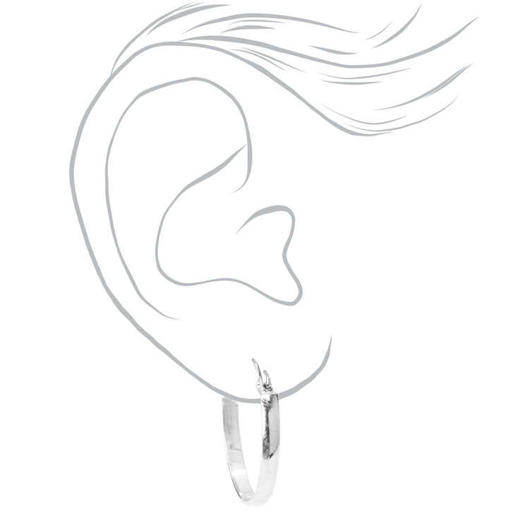 Silver-tone Thick 25MM Hoop Earrings,