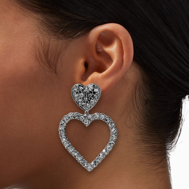 Mean Girls&trade; x ICING Crystal Diamante Silver-tone Heart Drop Earrings,