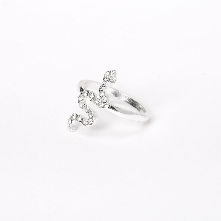 Silver Embellished Snake Midi Ring,