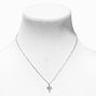 Silver Crystal Cross Pendant Necklace,