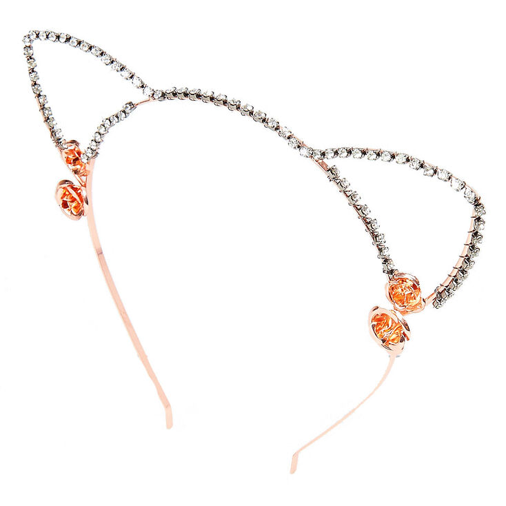 Rose Gold Faux Crystal Cat Ears Headband Icing Us