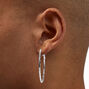 Silver Graduated Textured Hinge Hoop Earrings - 3 Pack,
