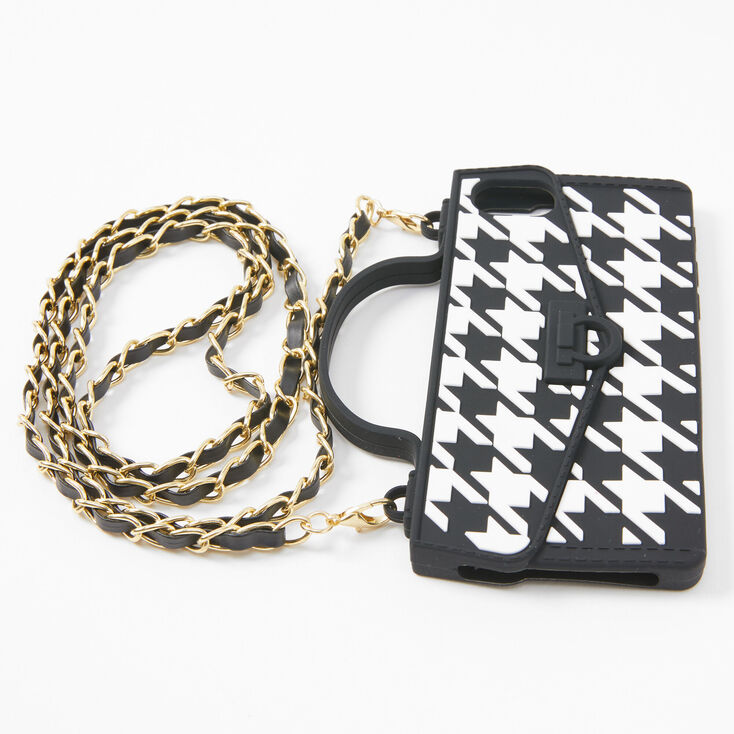 Silicone Houndstooth Phone Case with Strap - Fits iPhone&reg; 6/7/8/SE,