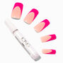 Hot Pink French Tip Long Square Vegan Faux Nail Set - 24 Pack,
