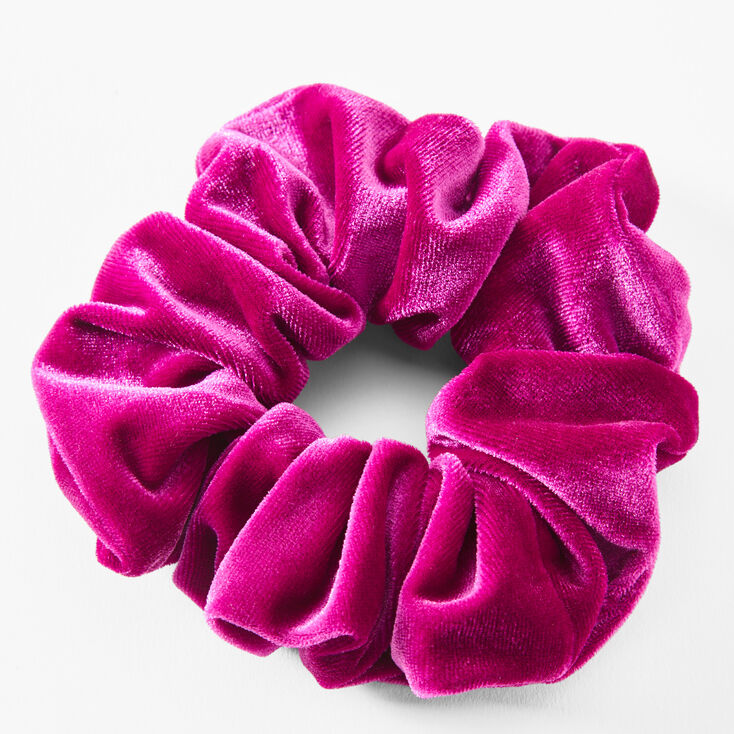 Fuchsia Medium Velvet Hair Scrunchie,