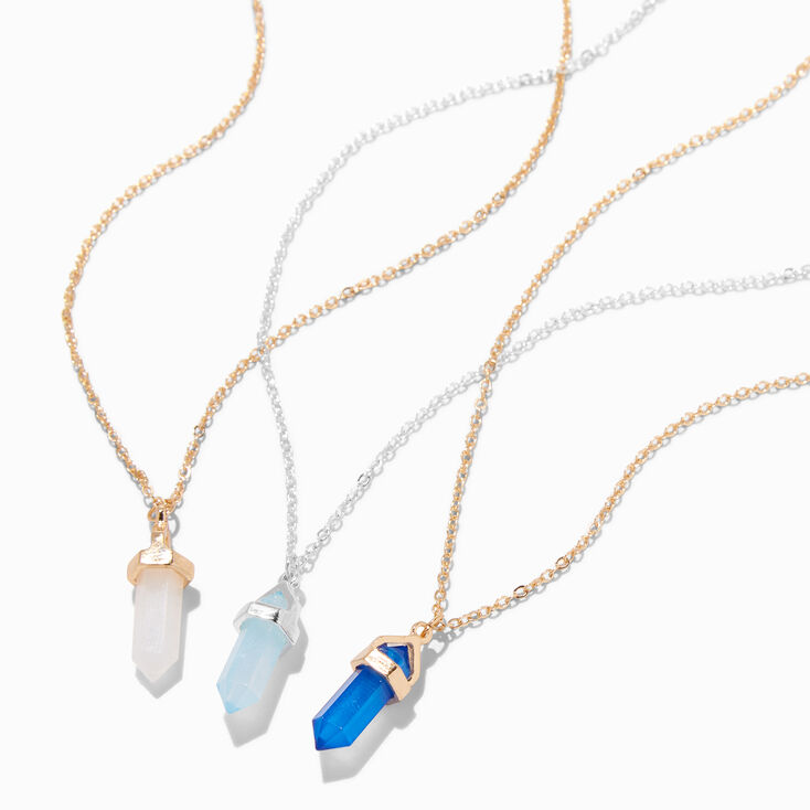 Mixed Metal Best Friends Mystical Gem Pendant Necklaces - 3 Pack,