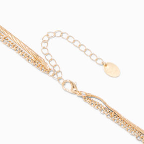 Gold Multi-Strand Mixed Chain Necklace,