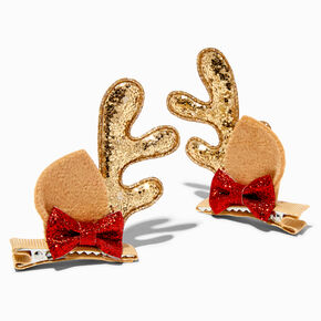 Reindeer Antlers Sequin Hair Clips - 2 Pack,