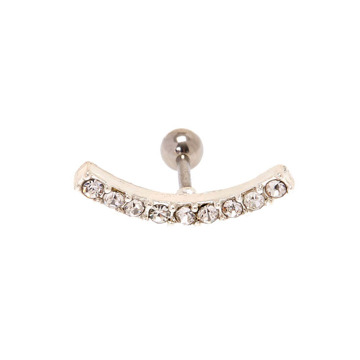 Silver Curve Cartilage Earring,
