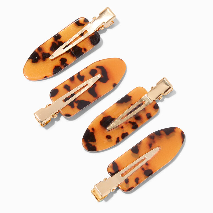 Brown Tortoiseshell No Crease Hair Styling Clips - 4 Pack,