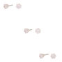 Sterling Silver Cubic Zirconia 4MM Round Stud Earrings - 3 Pack,