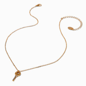 Pav&eacute; Lock &amp; Key Gold-tone Pendant Necklaces - 2 Pack,