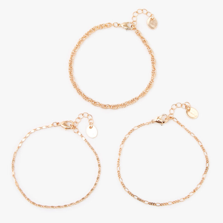 Gold Chain Bracelets - 3 Pack,