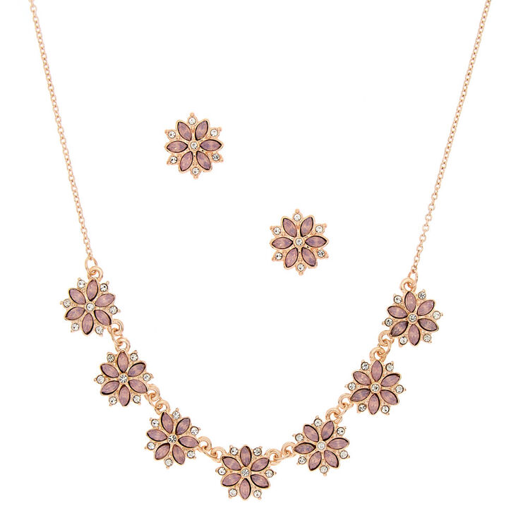 Rose Gold Floral Jewelry Set - Pink, 2 Pack,