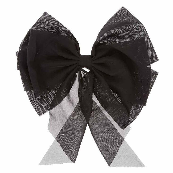 Extra Large Black Mesh Bow Hair Clip,