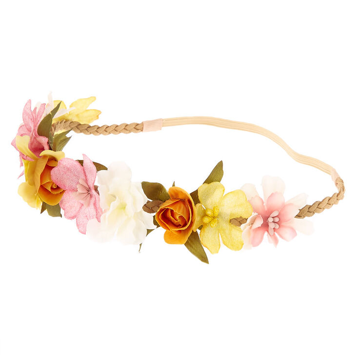 Spring Flower Crown Braided Headwrap,