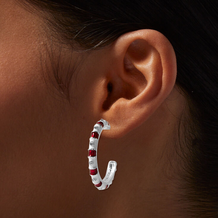 Peppermint Candy &amp; Red Bows Earring Set - 3 Pack,