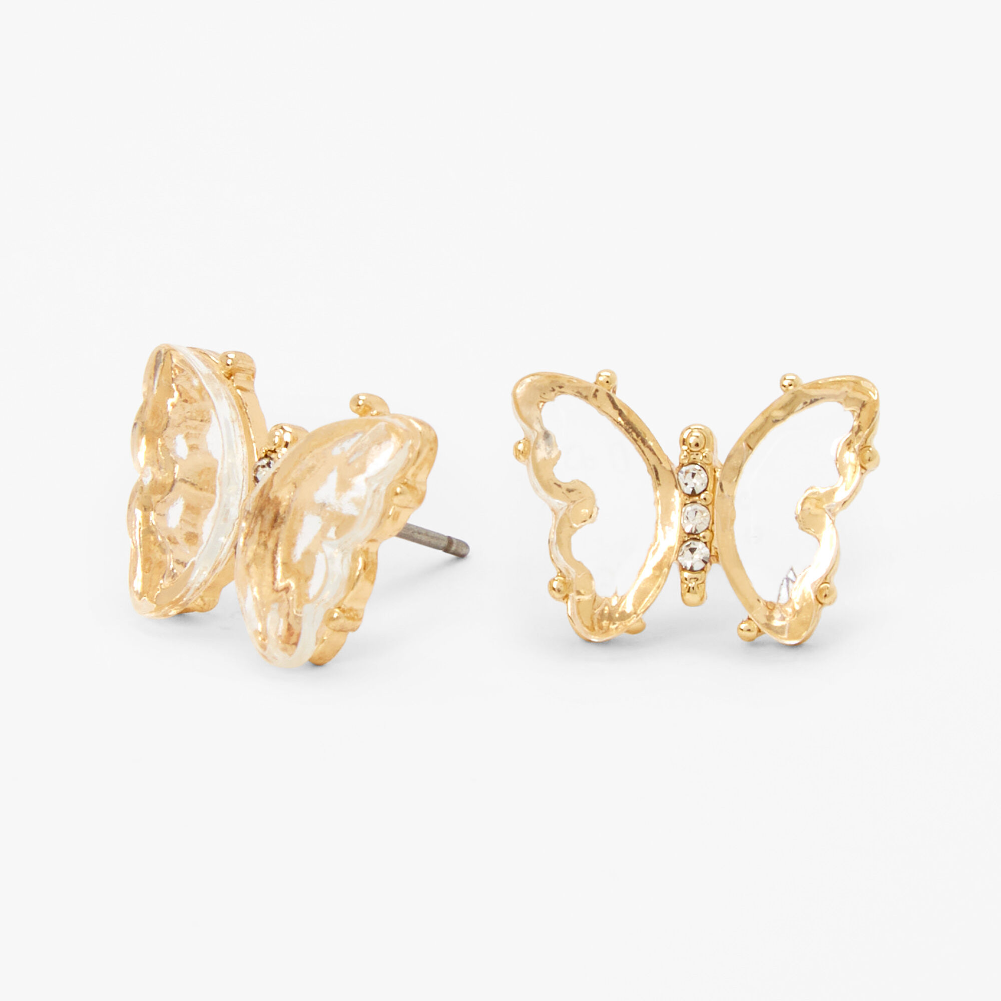 Rhinestone Butterfly Stud Earrings Gold Icing US