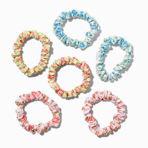 Silky Floral  Hair Scrunchies - 6 Pack,