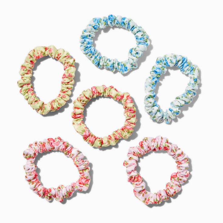 Silky Floral  Hair Scrunchies - 6 Pack,